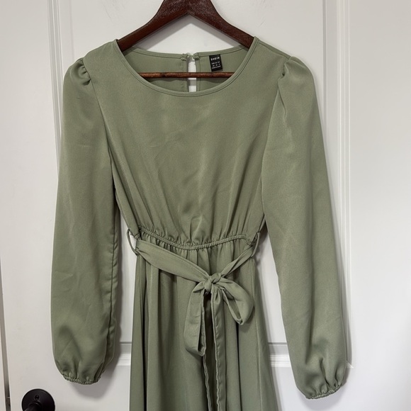 Shein Women’s Midi Sage Long Sleeve Round Neck Dress size XS 2 - Picture 3 of 6